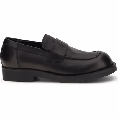 Black Calf Leather Bos Taurus Slip-On Loafers
