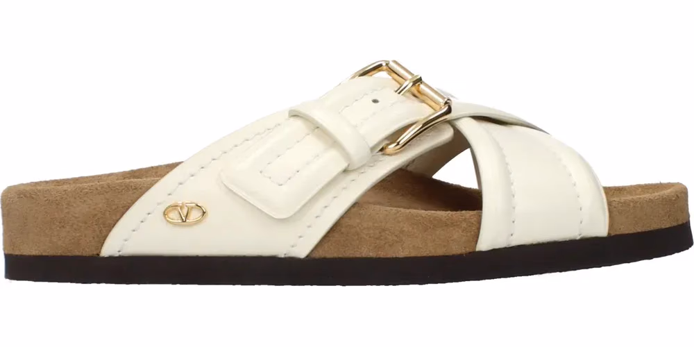 Valentino Garavani Beige Leather Slippers