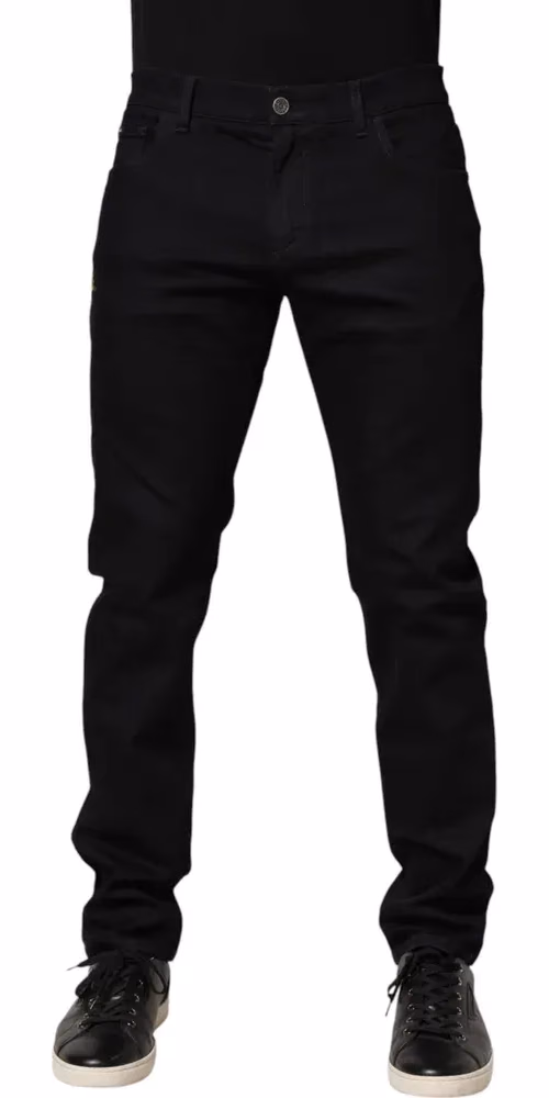 Dolce & Gabbana Black Floral Cotton Skinny Men Denim Jeans