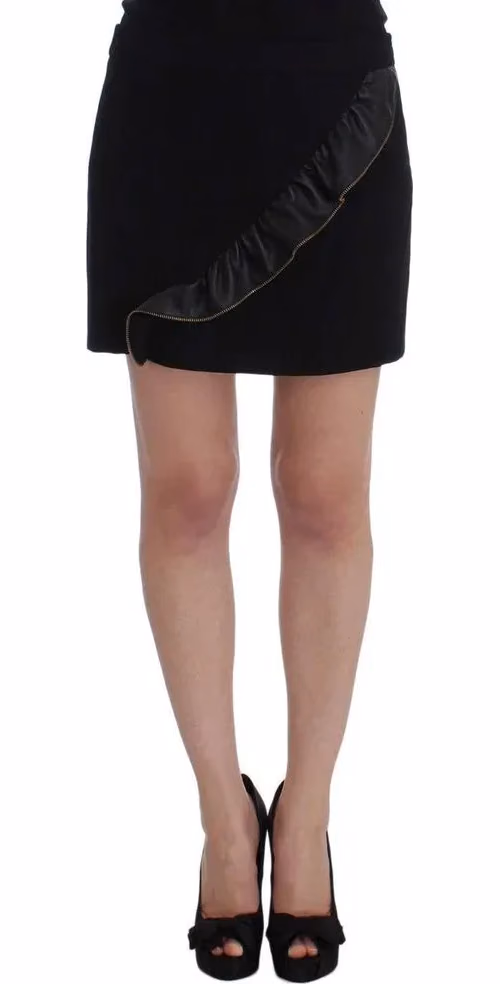 Frankie Morello Black Polyester Mini Skirt