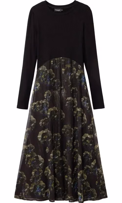 Desigual Black Polyester Casual Dress