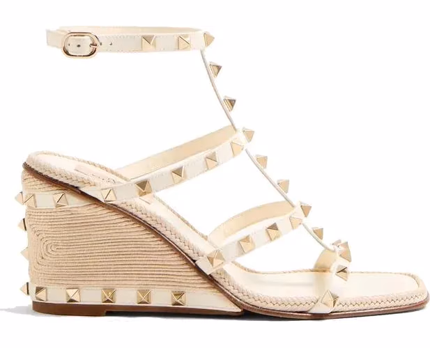 Valentino Garavani Beige Calfskin Wedge Sandals