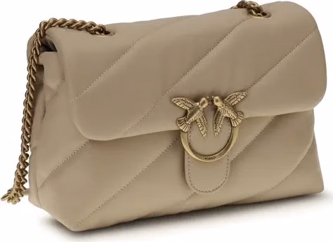 PINKO Beige Calf Leather Bos Taurus Shoulder Bag