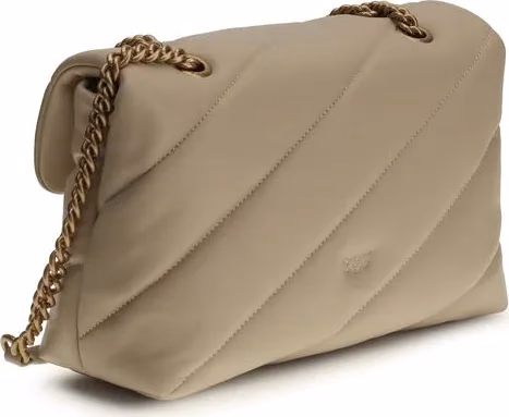 PINKO Beige Calf Leather Bos Taurus Shoulder Bag