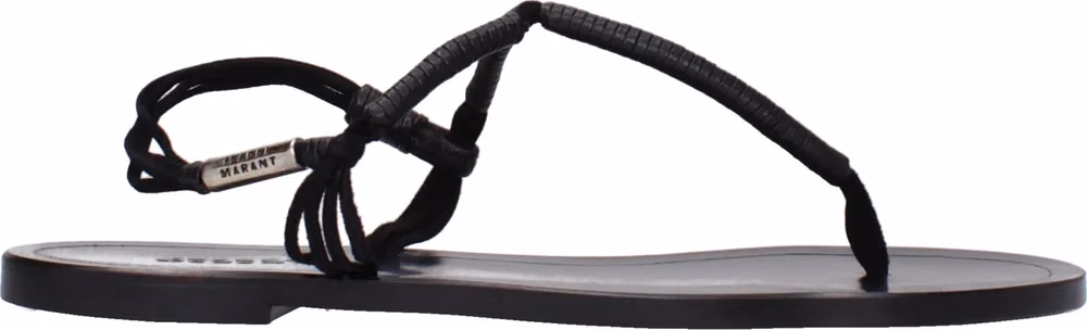 Isabel Marant Black Leather Flip-Flop Sandals