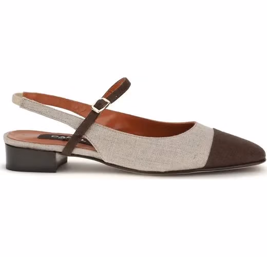 Carel Paris Beige Cotton Ballet Flats