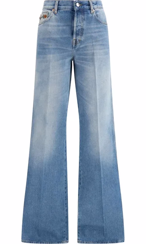 Gucci Blue Cotton Flared Jeans