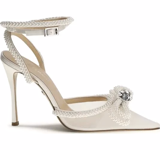 MACH & MACH White Silk High Heel Pumps