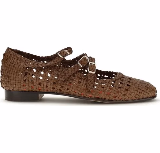 Carel Paris Brown Calf Leather Bos Taurus Ballet Flats