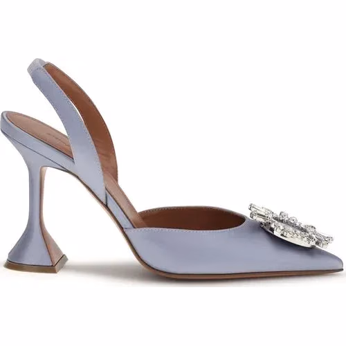 Amina Muaddi Purple Silk High Heel Pumps