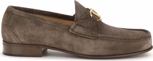 Valentino Garavani Brown Calf Leather Bos Taurus Slip-On Loafers