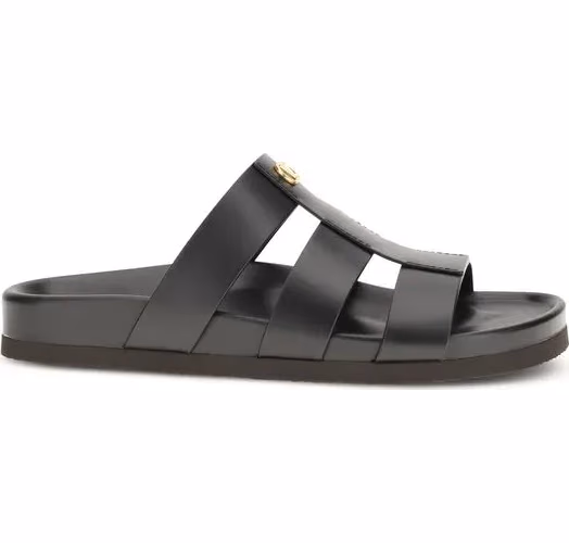 Valentino Garavani Black Calf Leather Bos Taurus Sandals