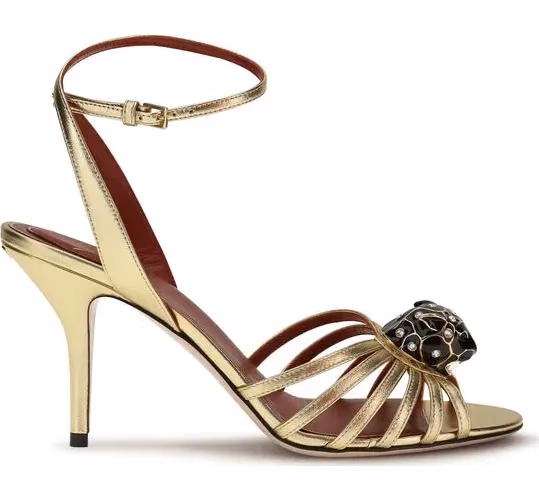 Valentino Garavani Gold Goatskin Stiletto Heel Sandals