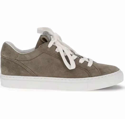Brunello Cucinelli Gray Calf Leather Bos Taurus Low Top Sneakers