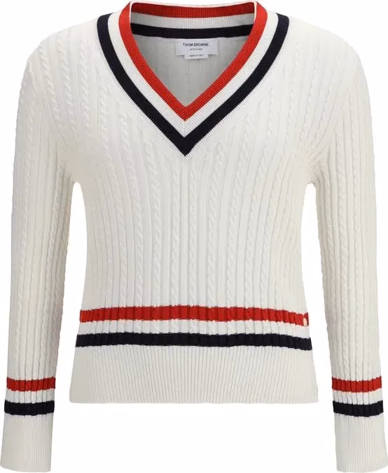 Thom Browne White Cotton Sweatshirt
