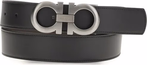 Ferragamo Black Calf Leather Bos Taurus Regular Belt