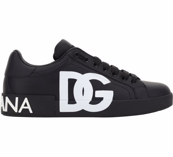 Dolce & Gabbana Black Calf Leather Bos Taurus Sneakers