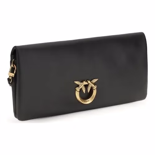 PINKO Black Calf Leather Bos Taurus Clutch Bag