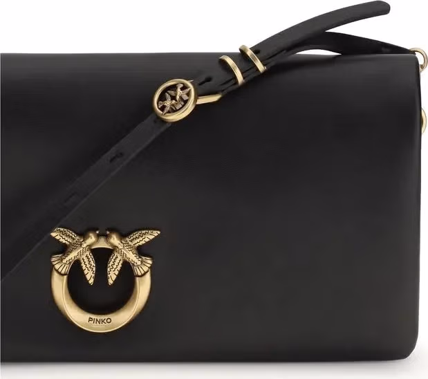 PINKO Black Calf Leather Bos Taurus Clutch Bag