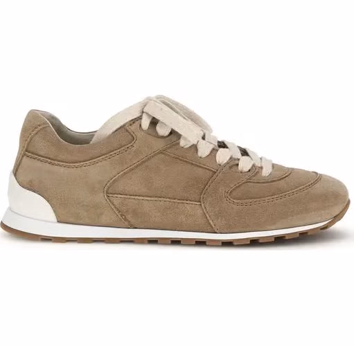 Brunello Cucinelli Beige Calf Leather Bos Taurus Low Top Sneakers
