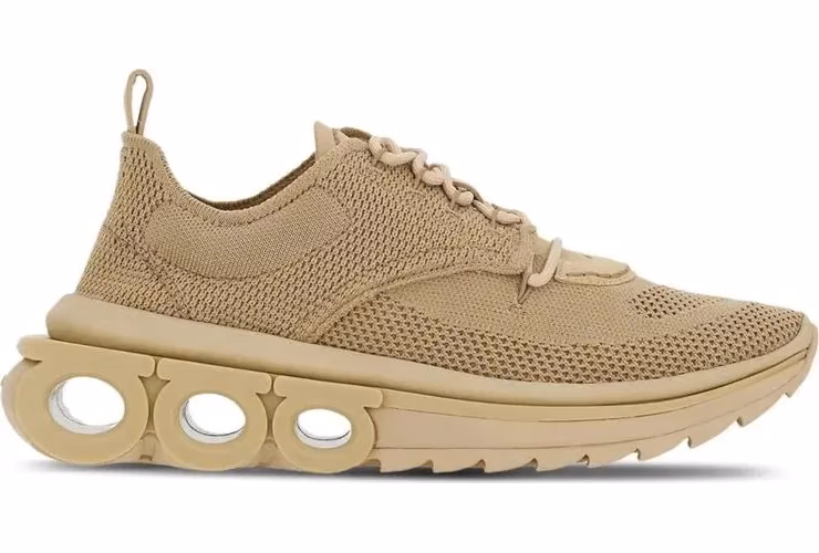 Salvatore Ferragamo Beige Fabric Athletic Sneakers