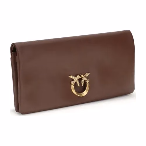 PINKO Bordeaux Calf Leather Bos Taurus Clutch Bag