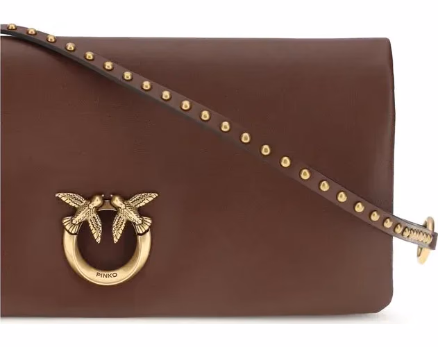 PINKO Bordeaux Calf Leather Bos Taurus Clutch Bag
