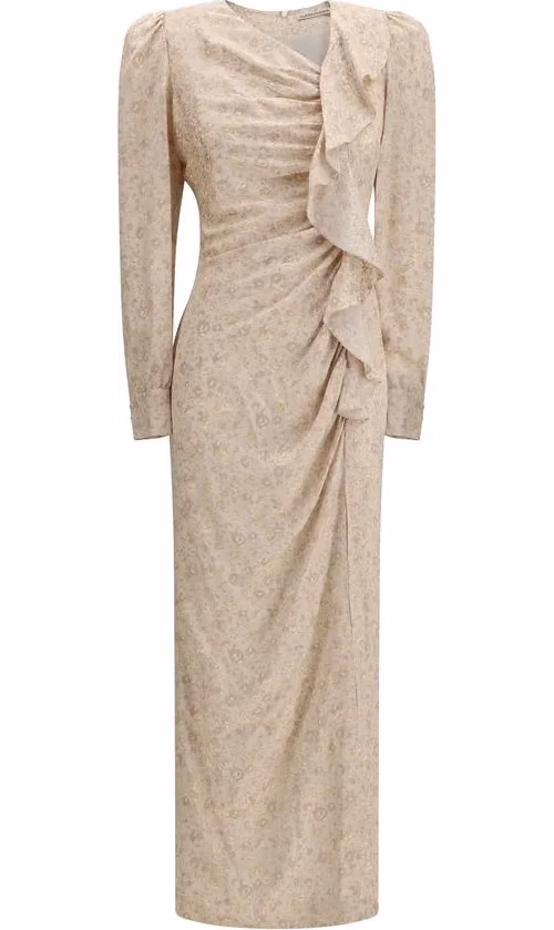 Alessandra Rich Beige Silk Casual Dress