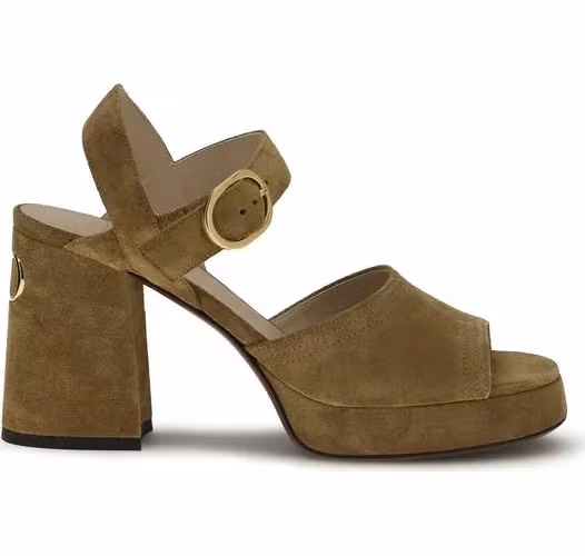 Valentino Garavani Beige Calf Leather Bos Taurus Platform Sandals