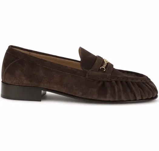 Valentino Garavani Brown Calf Leather Bos Taurus Slip-On Loafers