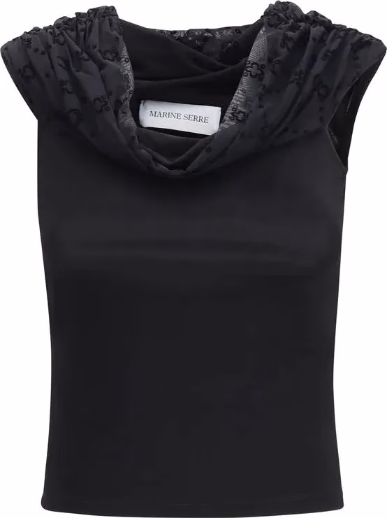 Marine Serre Black Viscose Shirt