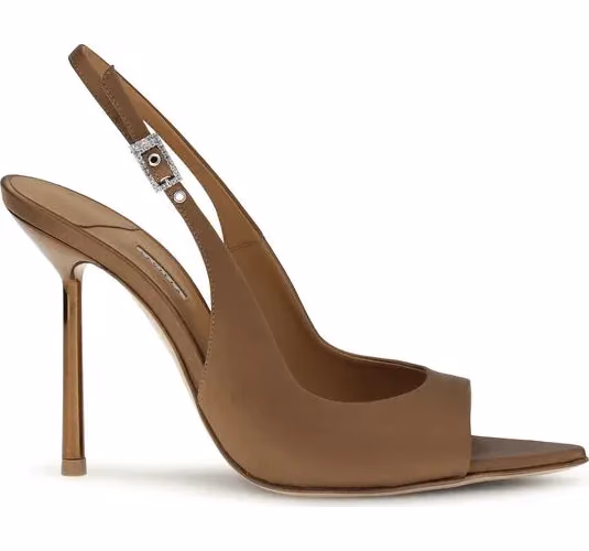 LE SILLA Brown Silk Stiletto Heel Sandals