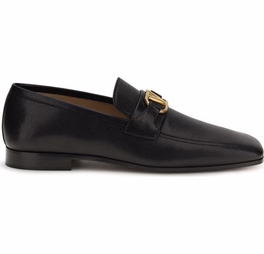 Valentino Garavani Black Goatskin Slip-On Loafers
