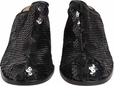 Black Sequined Mules Shoes
