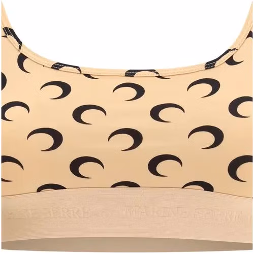 Marine Serre Beige Polyamide Sport Bra