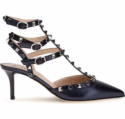 Valentino Garavani Blue Calf Leather Bos Taurus High Heel Pumps