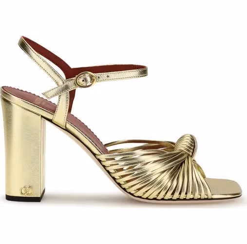 Valentino Garavani Gold Calf Leather Bos Taurus Platform Sandals