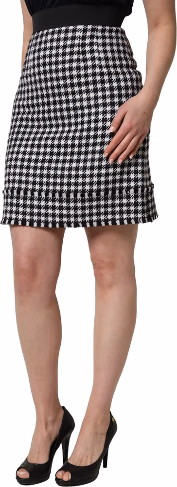 Dolce & Gabbana Black White Houndstooth HighWaist Mini Skirt