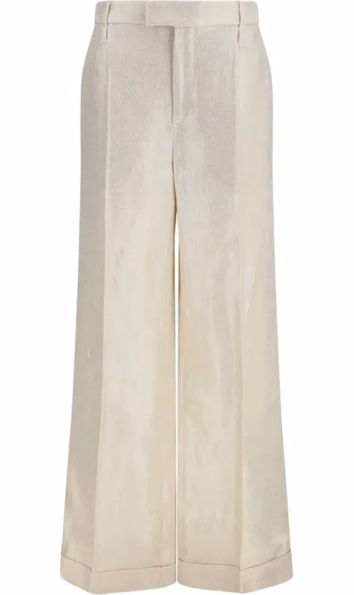 Brunello Cucinelli Beige Silk Casual Pants
