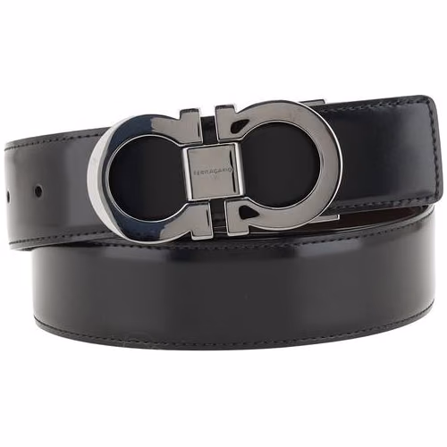 Ferragamo Black Calf Leather Bos Taurus Belt