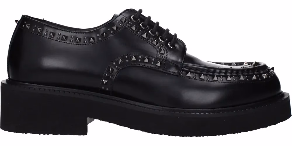 Valentino Garavani Black Leather Oxfords And Derbies