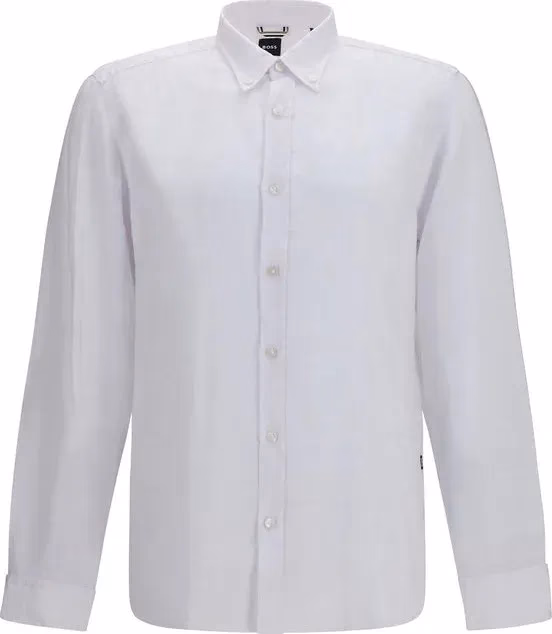 Hugo Boss Black White Linen Dress Shirt