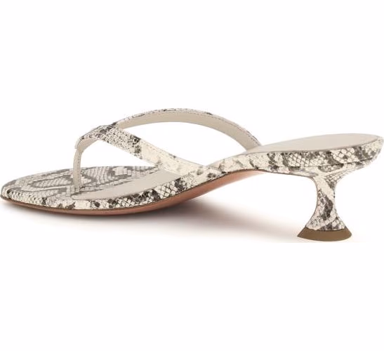 Amina Muaddi Gray Calf Leather Bos Taurus Flat Sandals