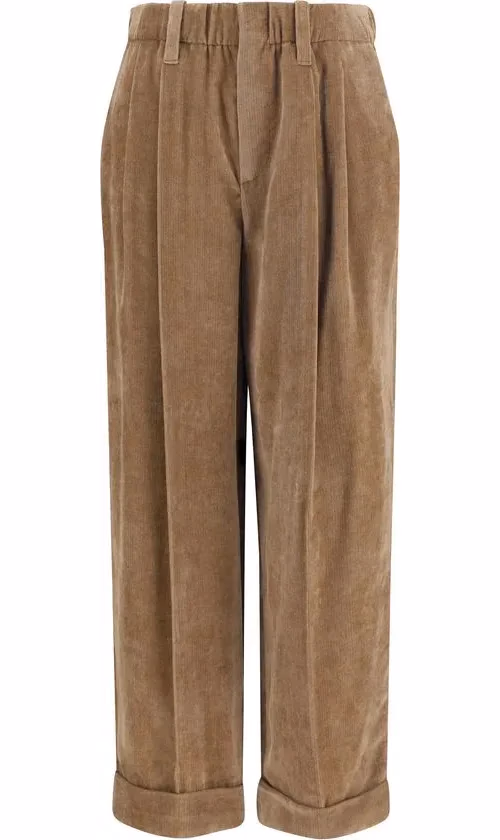 Brunello Cucinelli Brown Viscose Casual Pants