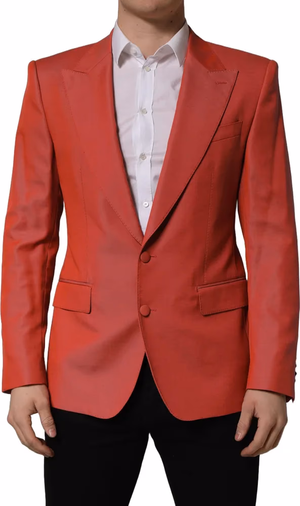 Dolce & Gabbana Red Wool Single Breasted Men Blazer Jacket