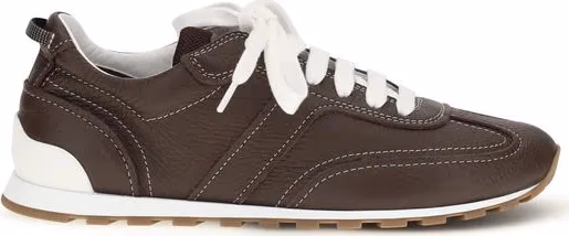 Brunello Cucinelli Brown Calf Leather Bos Taurus Athletic Sneakers