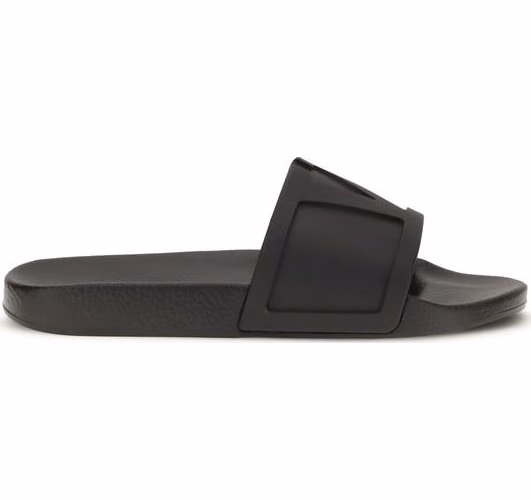 Valentino Garavani Black Rubber Flat Sandals