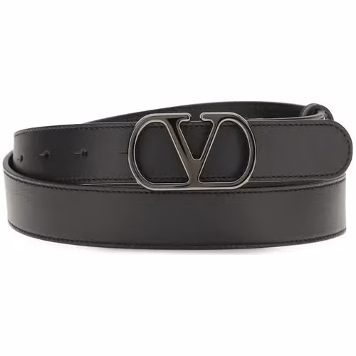Valentino Garavani Black Calf Leather Bos Taurus Regular Belt