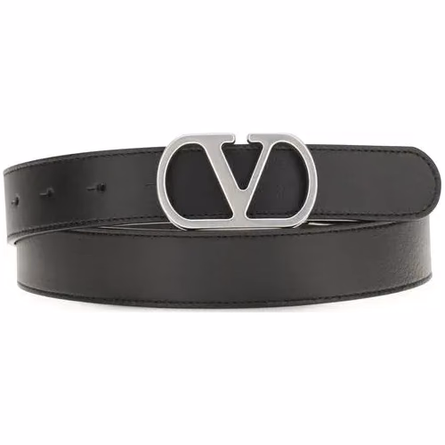 Valentino Garavani Black Calf Leather Bos Taurus Regular Belt