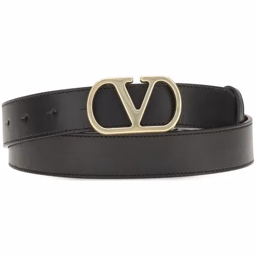 Valentino Garavani Black Calf Leather Bos Taurus Regular Belt